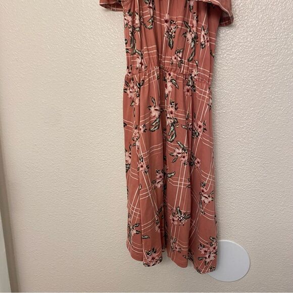 Mauve pink floral ruffle off shoulder hi lo maxi Sundress stretchy girls 10/12 - Picture 3 of 7